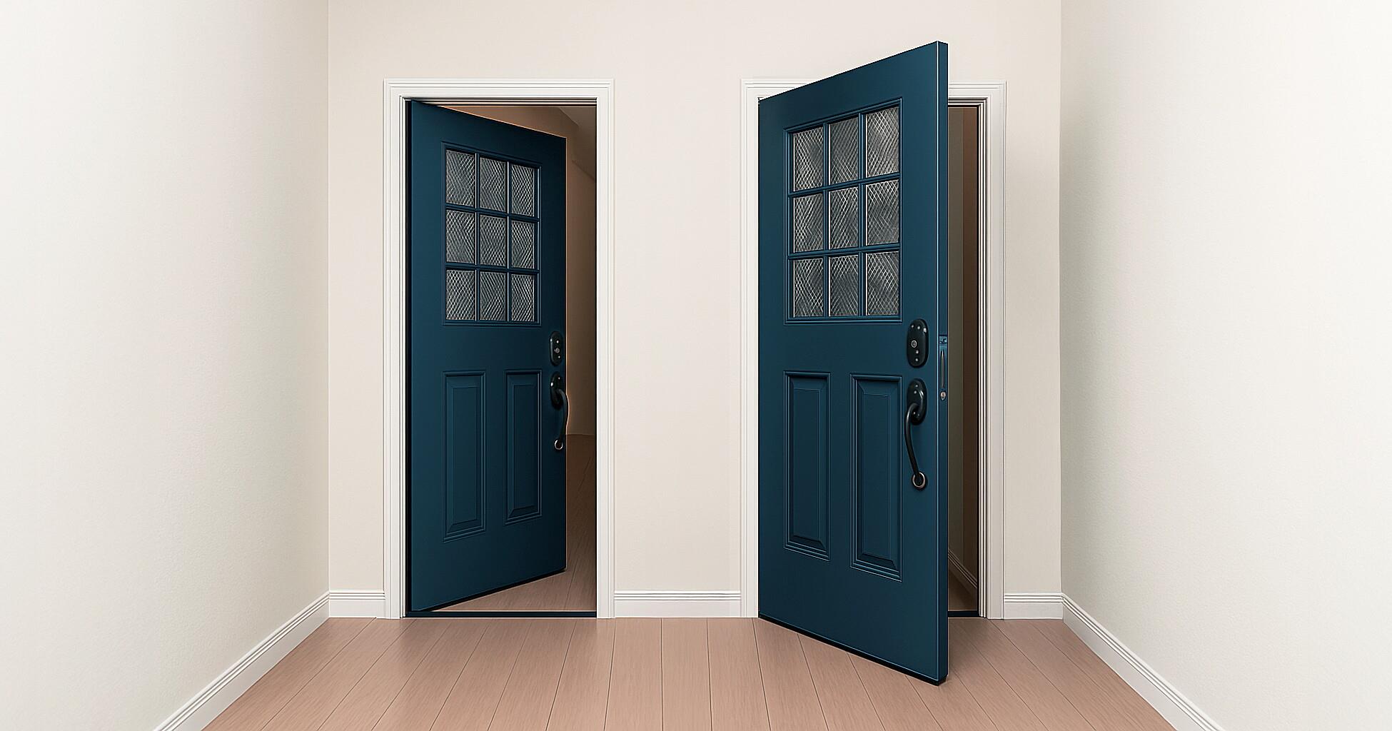 Can a door open to the outside